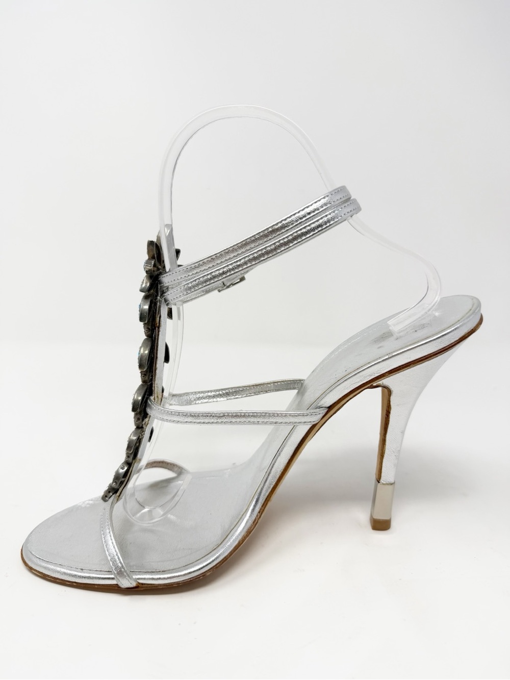 Giuseppe Zanotti Crystal Embellished Strappy Sandal Heels Womens Size EU 38 - Picture 5 of 9